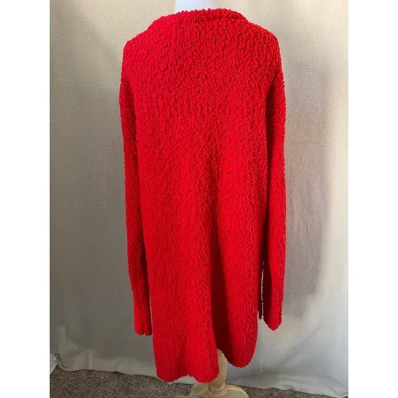 Cafe Marrakesh Red Soft Stretch Loose Knit V-Neck Sweater - 2X - Picture 5 of 12